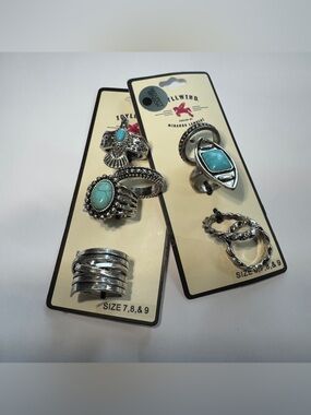 Size 7,8 & 9 Idyllwind Silver Ring Set with Turquoise Accents - Blue